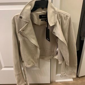 Pull & Bear Beige Suede Moto Jacket